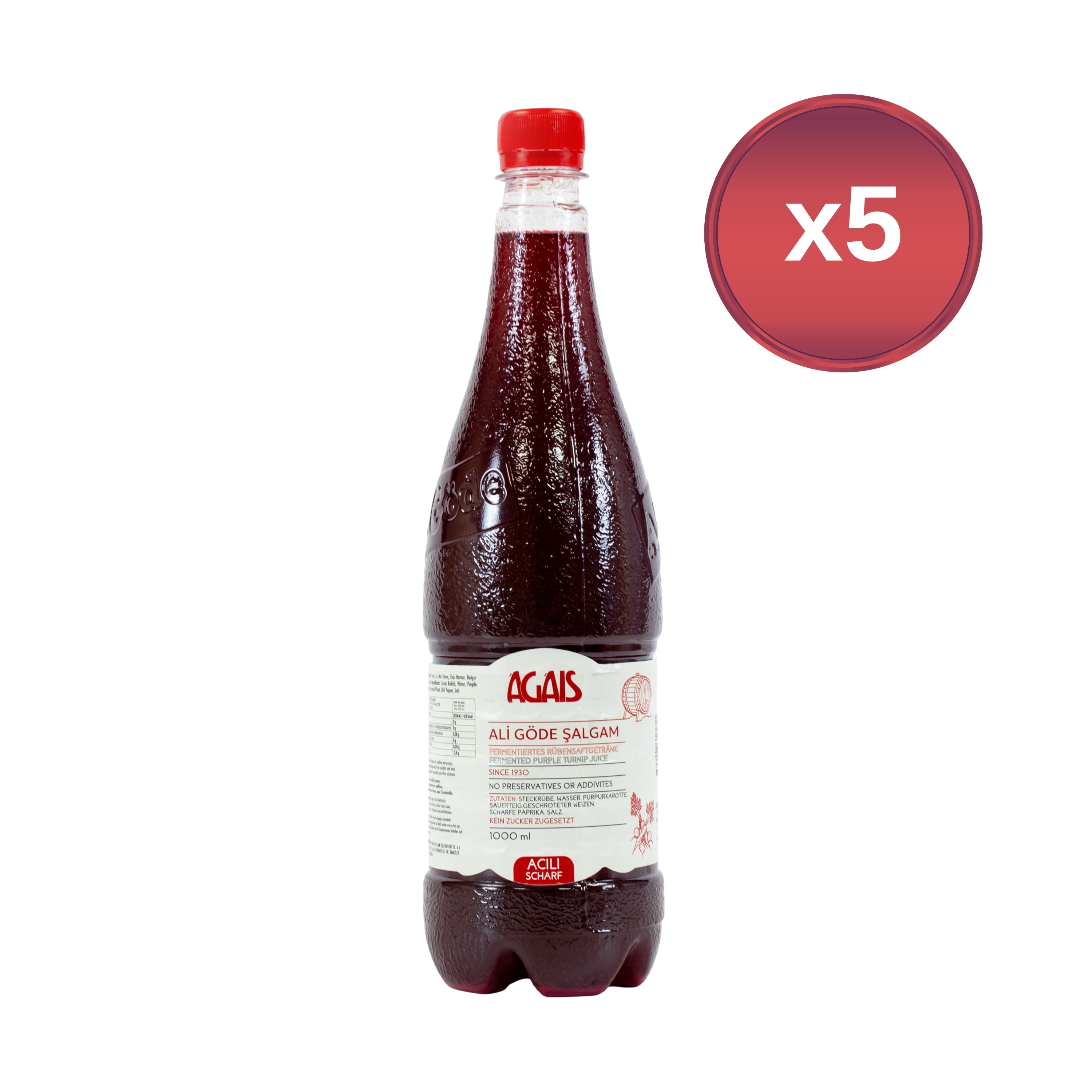Fermentiertes Rübensaft Getränk (Şalgam) – Scharf – 1LT (5×1 LT Flasche)